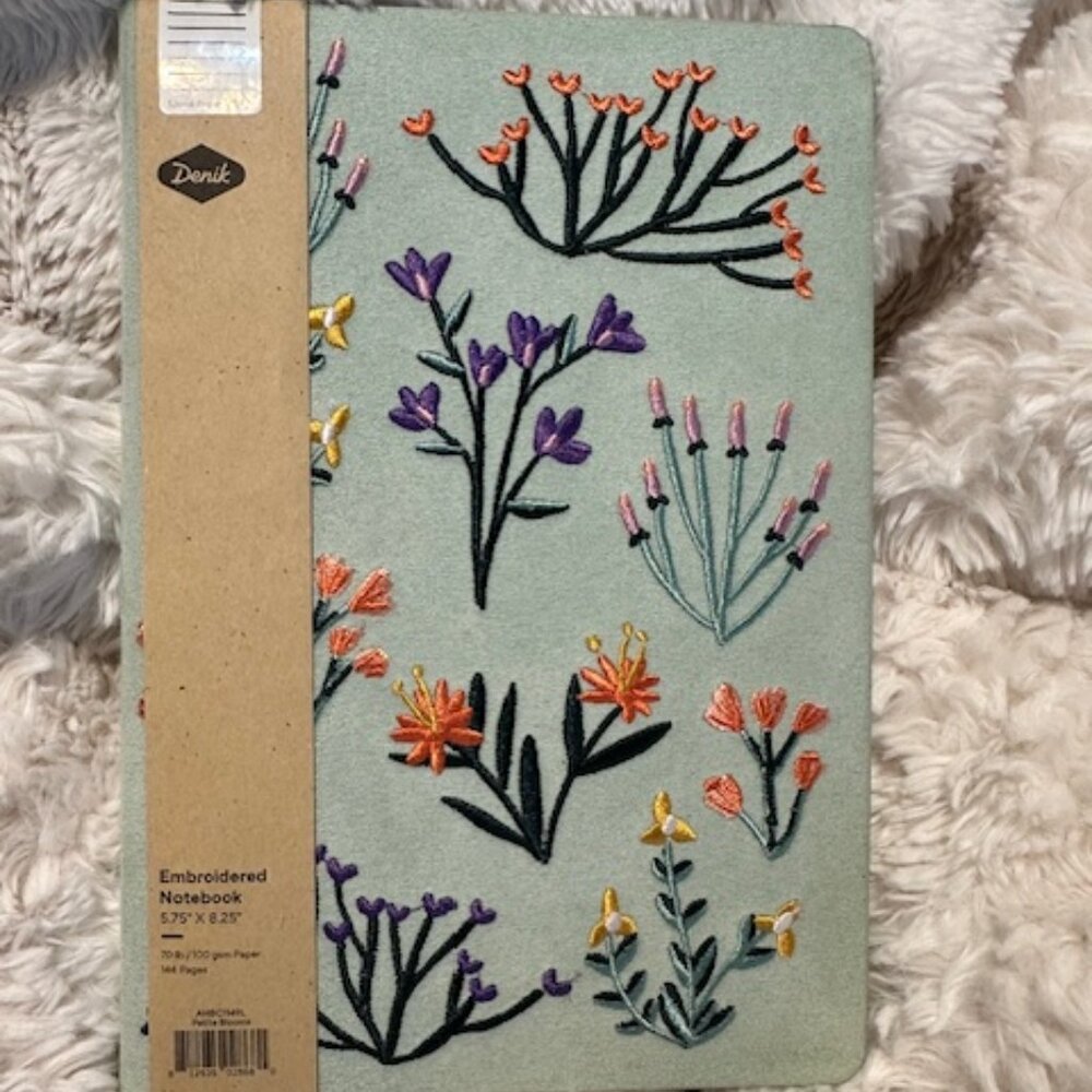 Cloth Covered Embroidered Journal by Denik NWT